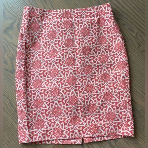 Pink and white J Crew pencil skirt